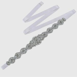 Elegant Silver Embellished Women's Belt by Farinosa Bridal